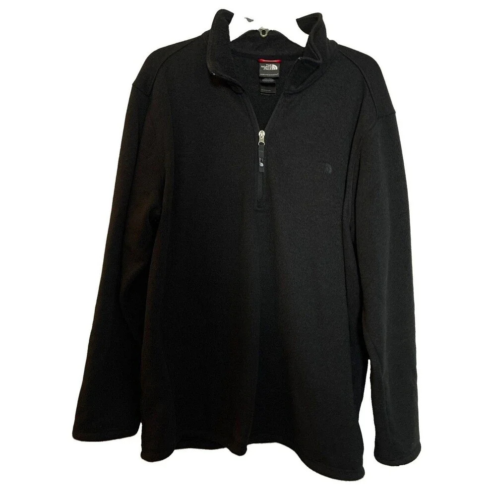 North Face Mens XL Top 1/4 Zip Fleece Pullover Mock Neck Black Gorpcore Casual